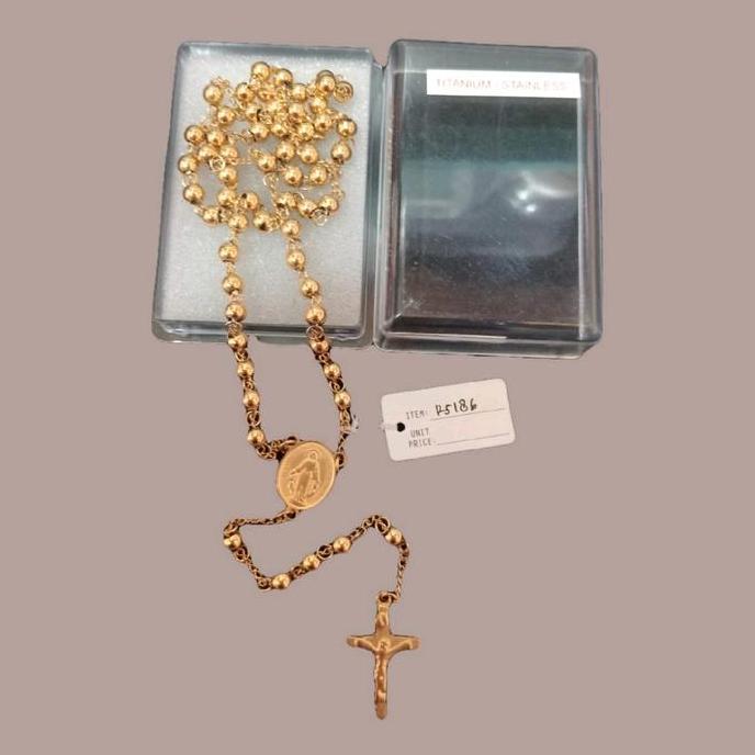 Rosario Titanium warna Gold & Silver ukuran Kecil & besar  katolik LC