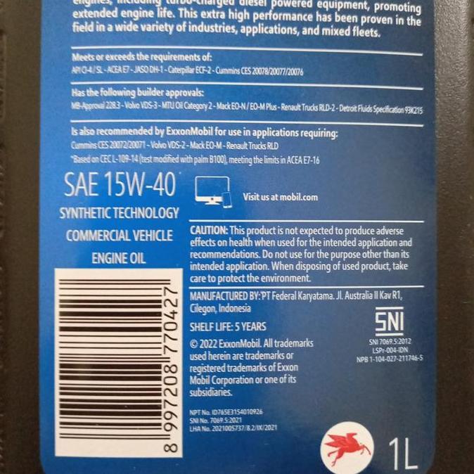 Olinol- Oli Diesel Delvac 15W40 Super Defense (Penerus Delvac Mx) 100% Origina