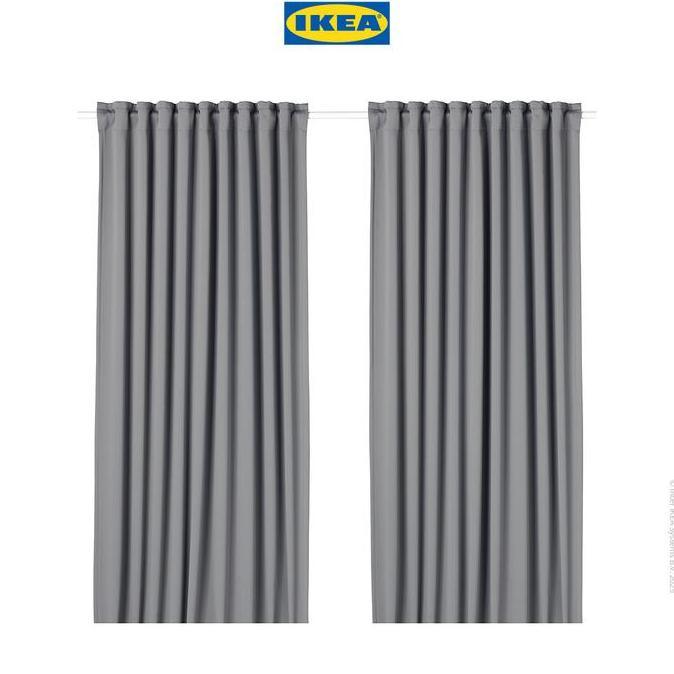 IKEA MAJGULL Gorden Anti Tembus Cahaya 1 Pasang Abu-Abu 145x250 cm