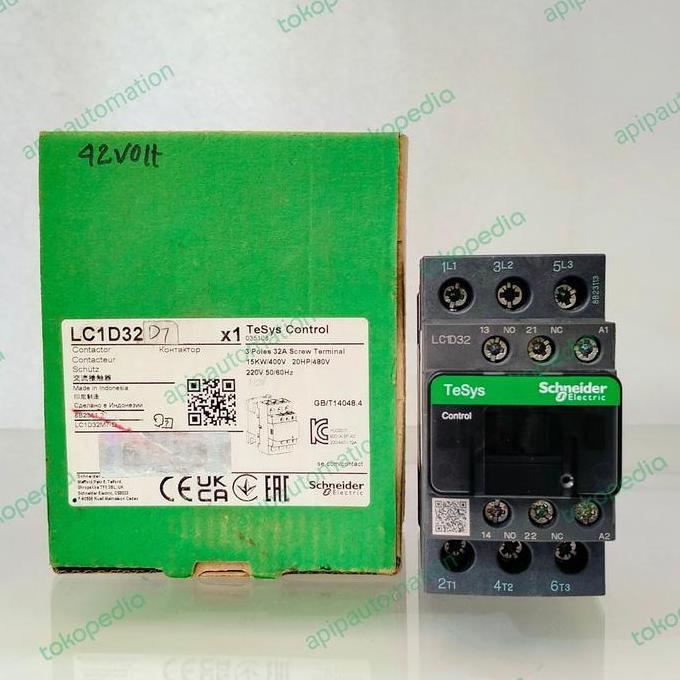 Terbaru (1) KONTAKTOR SCHNEIDER LCID32D7 COIL 42V 50A 15KW apipe32 Segera Beli