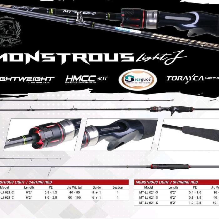 Joran Light Jigging  Seahawk Monstrous Lj 621-C   621-S | Laut | Spinning | Overhead Baitcasting