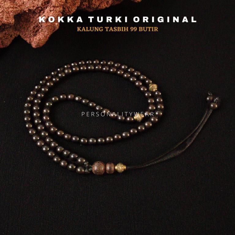 Kalung Tasbih Tasbeh Pria Wanita Keren 99 Butir Kecil Cantik Premium Kayu Koka Kokka Kaokah Asli 100