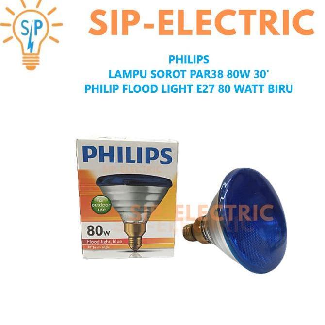 BEBAS ONGKIR - PHILIPS LAMPU SOROT PAR38 80W 30' / FLOOD LIGHT E27 80 WATT BIRU