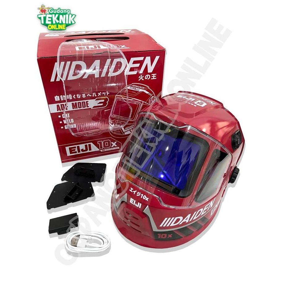 KEZHINES Helm Las Kedok Otomatis Auto Dark DAIDEN EIJI 10X / Helmet Topeng Kedok Las Pelindung Kepal