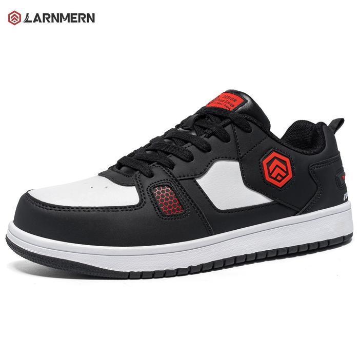 LARNMERN Sepatu Safety Pria LSC31142 Sneakers Sporty Jordan Hitam Putih Bahan Kulit Sintetis & Mesh 