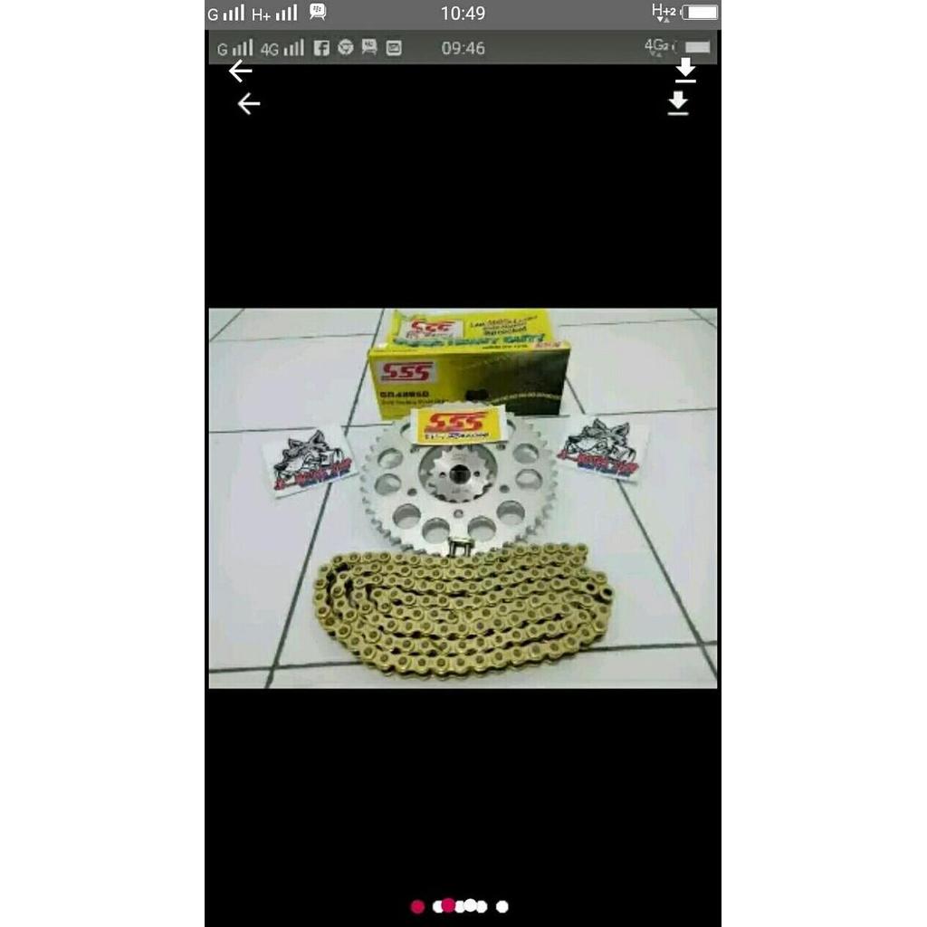 DR129 >> gear set sss 428 rantai gold sss original klx150 -dtracker 150