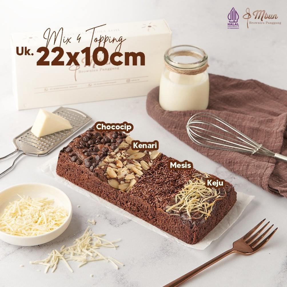 Mbun Brownies Panggang Mix Topping ukr 22x10 | Mbun Brownies Panggang | Brownies Melted | Fudgy Brow
