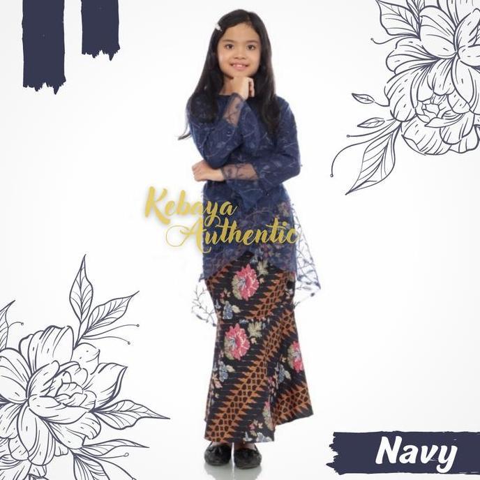 Kebaya Anak Perempuan Modern 14 Tahun Set Brokat Mutiara SD SMP