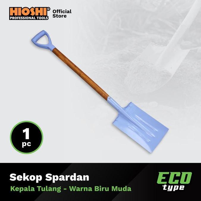 HIOSHI /HST002C/Sekop/SPARDAN/Pasir/Tanah/Baja/Gagang Kayu/Biru Muda - Eco