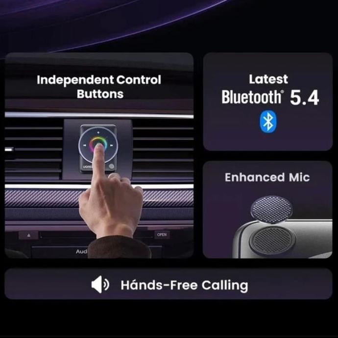 UGREEN CAR BLUETOOTH 5.4 RECEIVER 32 ADAPTER 3.5MM WITH DUAL MIC