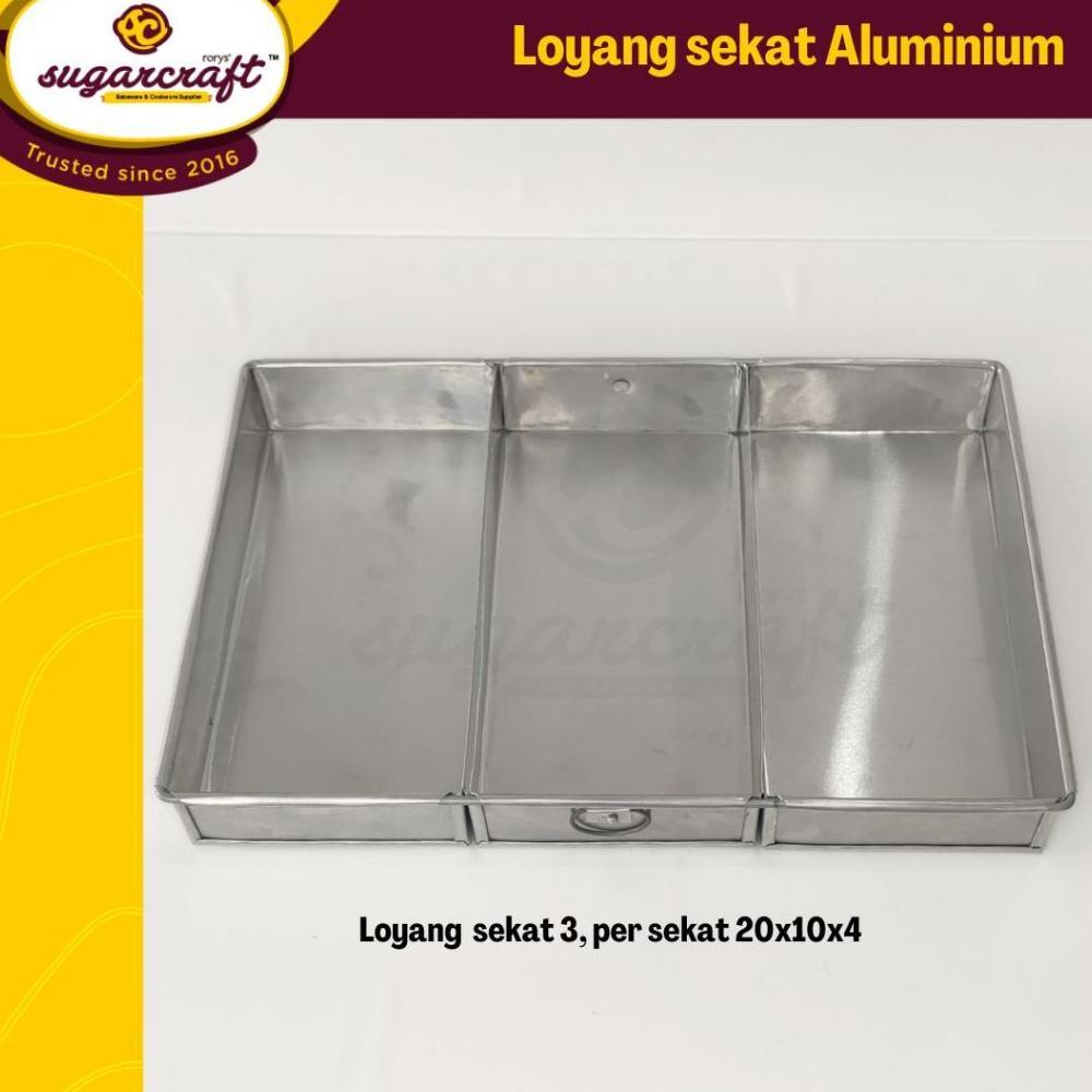 Loyang lapis surabaya persegi sekat 3 per sekat 20cm x 10cm x 4cm cetakan aneka cake brownies
