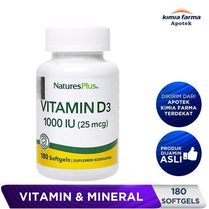 NATURES PLUS VITAMIN D3 1000 IU 180 SOFTGELS / VITAMIN D3 / KIMIA FARMA