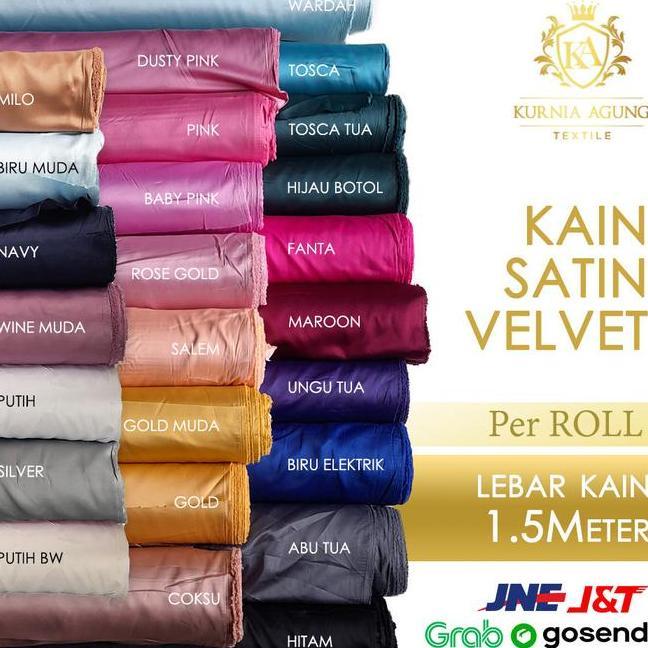 Kain Satin Veet Roll X 150Cm Lebar By Roberto Cavali Terang
