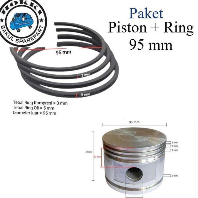 Sucilaputri8 - Paket Piston Ring Piston Kompresor Ukuran 95 mm
