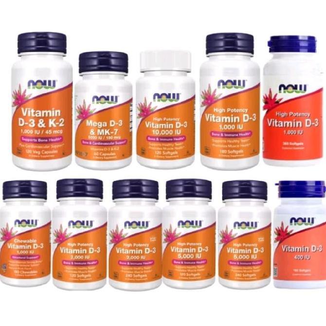 Now Foods Vitamin D3 1000iu | D3 2000iu | D3 5000iu | D3+K2 isi 180