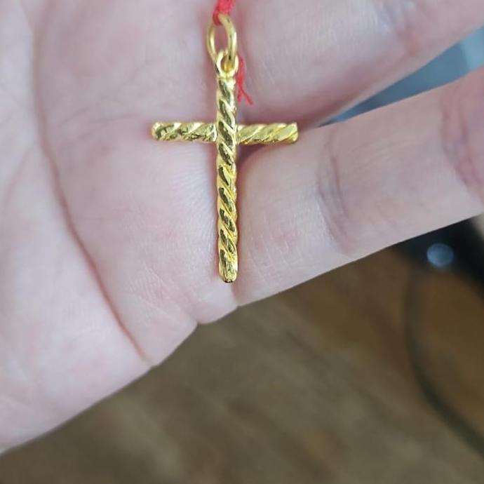 liontin bandul kalung salib emas asli 24k 99% gold