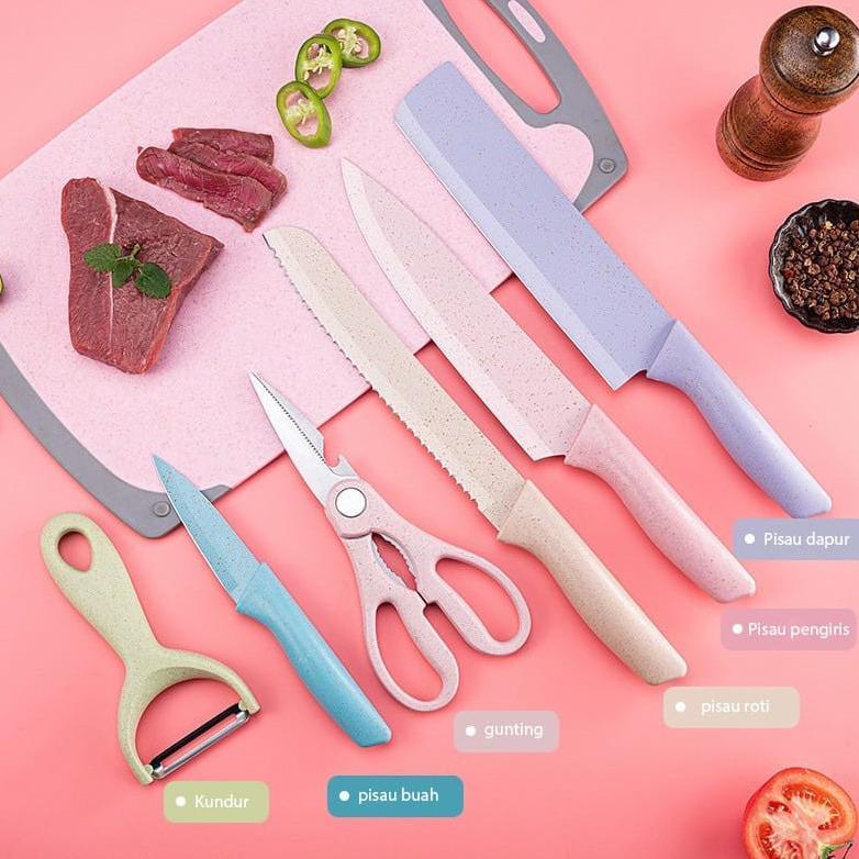 gd-90 CLAIYDREAM PISAU SET 6 IN 1 KITCHEN SET PRODUK VIRAL SOUVERNIR CANTIK KNIFE EVCRIVERH CEK DESK