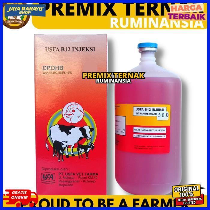Best Seller Vitamin B12 500 Ml Usfa - Vitamin B12 Injeksi Untuk Hewan Sapi Kambing Domba Babi Dll