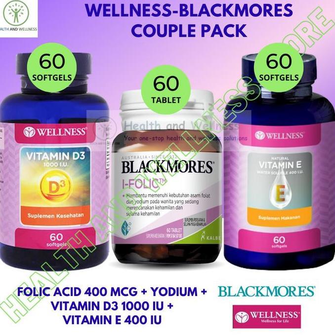 WELLNESS VITAMIN D3 1000 IU 60 VITAMIN E 400 IU 60 SOFTGELS BLACKMORES I FOLIC 60
