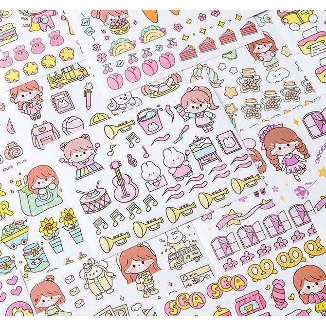 Altx- Isi 50 Lembar Sticker Buku Deco Aesthetic Lucu Momo Stiker Anti Air Tumblr Diy Hp/Stiker Motif