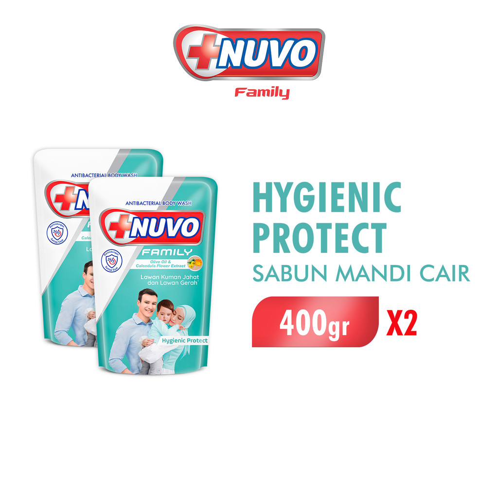 Nuvo Family Sabun Mandi Cair Hygienic Protect Pouch 400 gr x2