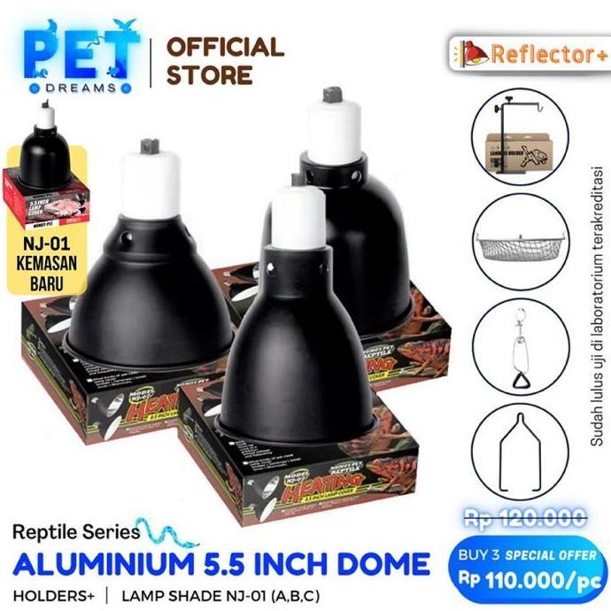 NEW ALUMINIUM DOME 5.5" FITTING CERAMIC GANTUNG LAMPU REPTIL SULCATA KURA