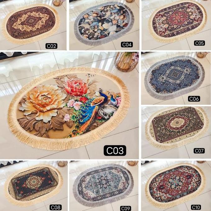 Keset Mewah Import Gaya Eropa Turki Klasik Size Besar Oval Anti Slip