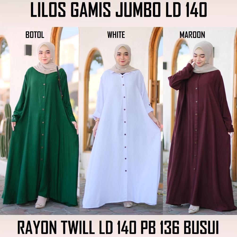 BEST SELLER GAMIS JUBAH JUMBO RAYON TWILL 5L / DRESS MUSLIM LD 140 FULL KANCING XXXXXL