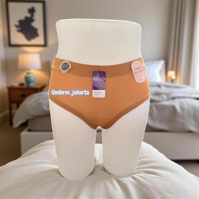 Wokpu- Cd Wanita Sorex 1259 Midi | Motif Salur Bahan Super Stretch Karet Nyaman