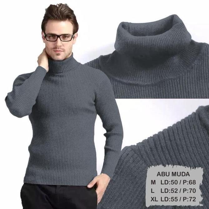 Lansungkirim- Liso Wear - Kaos Kerah Leher Tinggi Turtleneck Pria Lengan Panjang Waffle Size M L Xl 