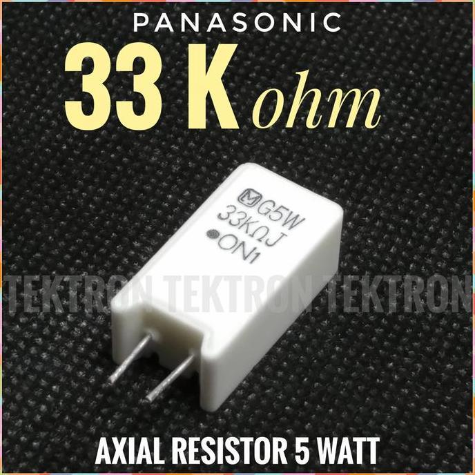 Murah (1) Panasonic 33Kohm 5Watt Axial Resistor 33K 5W tek70n Kualitas Baik