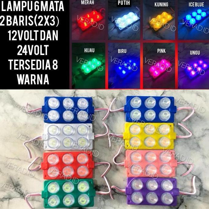 Promo Lampu Led 6 Mata 2X3 Timbul Kolong Bak Mobil Truk Motor 12Volt 24Volt Cod