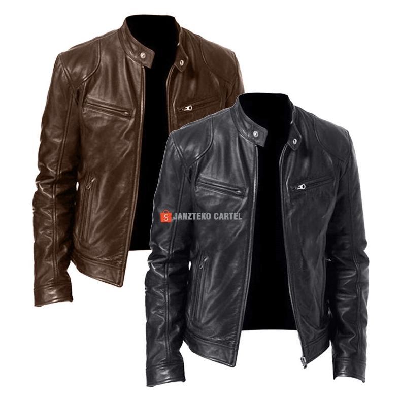 NEW JNK x HUGO - Jaket Pria Bahan Kulit Sintetis Viena PU Synthetic Leather Original Premium Motor T