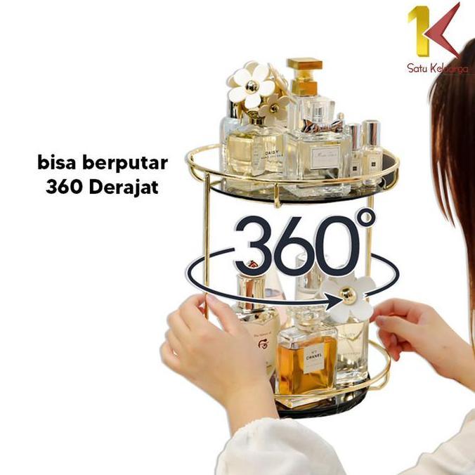 [COD] SK K134 Rak Kosmetik Bulat 2 Tingkat Putar 360 Derajat Tempat Penyimpanan Riasan Multifungsi