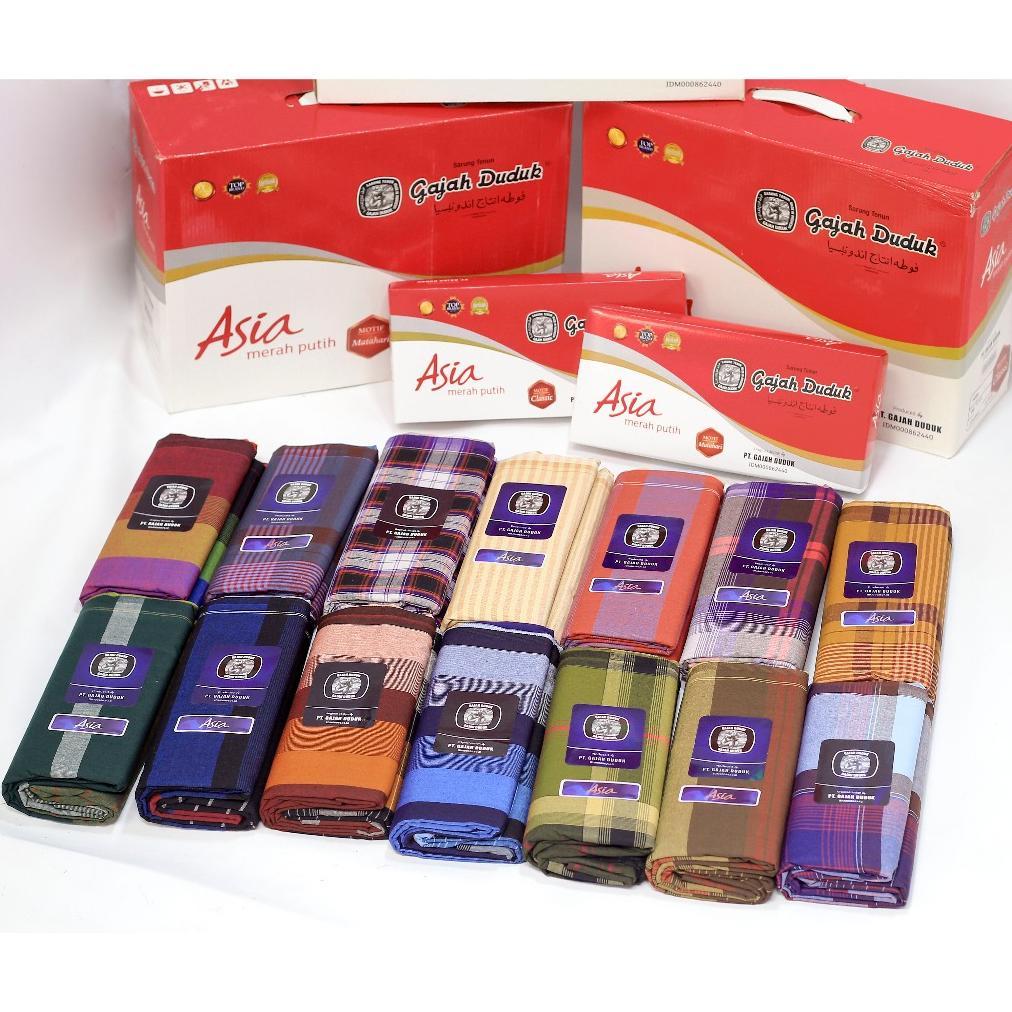 Promo Ramadhan Sarung GAJAH DUDUK ASIA MERAH PUTIH DP ORIGINAL TERMURAH GROSIR motif warna Tenun Pri