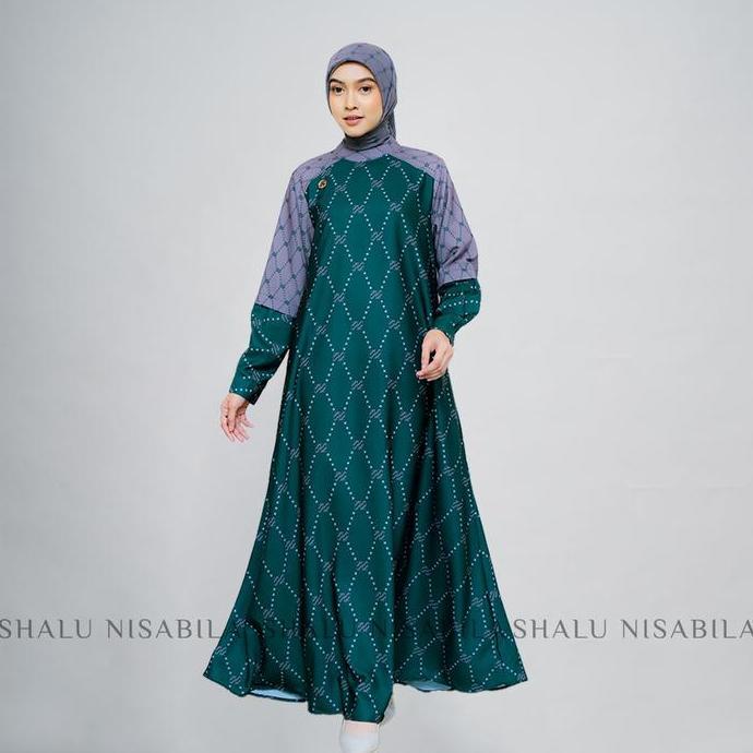 Shalu Nisabila - Chiara Dress Gamis Motif Monogram Lady Ice Panjang Wanita Syari Elegan Formal - Gam