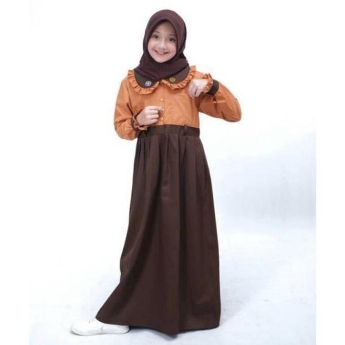 Shafiya Kids Gamis Sekolah SD Merah Putih dan Pramuka Bahan Drill mix Katu Ero Hijab Bahan Kaos PE B