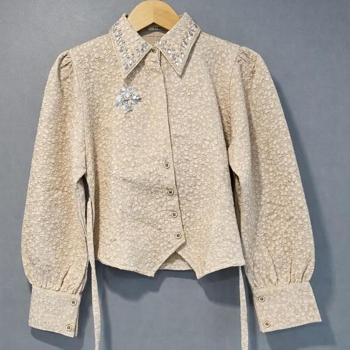 Kirana Jacquard Crop Top Blouse Janggan Kebaya Modern Kebaya Crop Atasan Kebaya GS