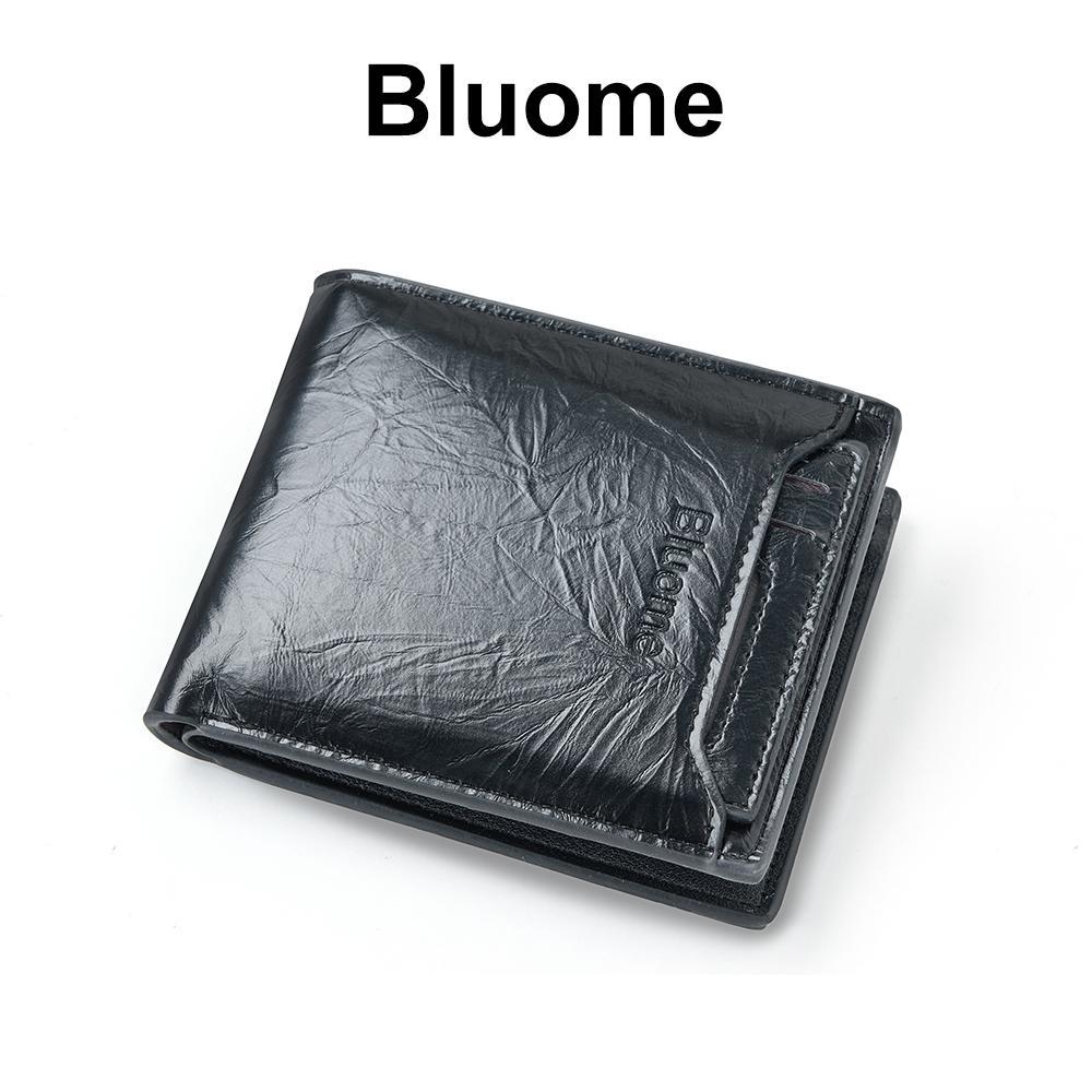 Bluome Dompet Kulit Pria Keren Slot Kartu Dompet Lipat Pendek Cowok Resleting Wallet Card Holder