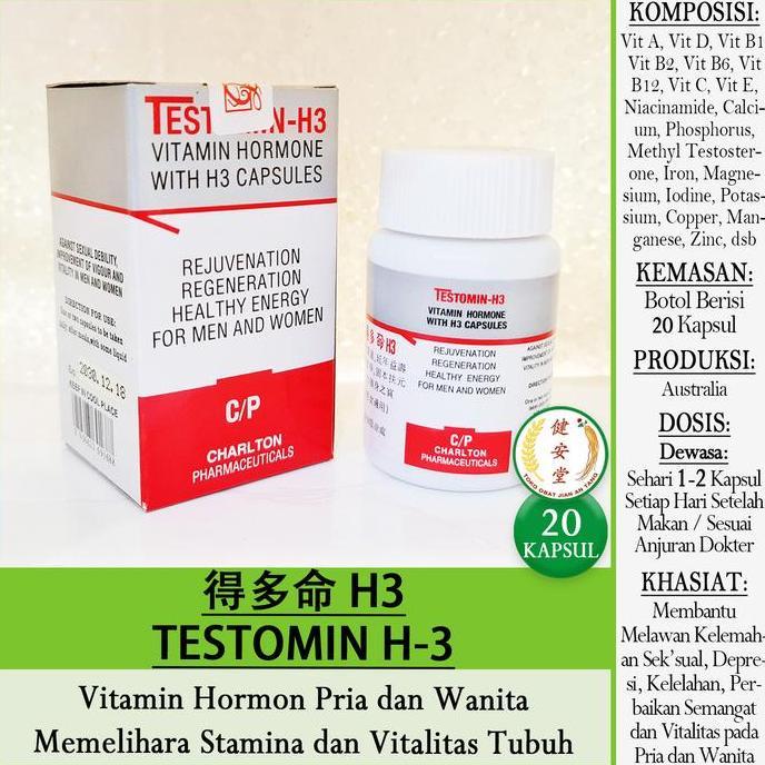<<<<<] TESTOMIN H3 [20 Kapsul] u.Stamina dan Vitalitas Pria dan Wanita Dewasa