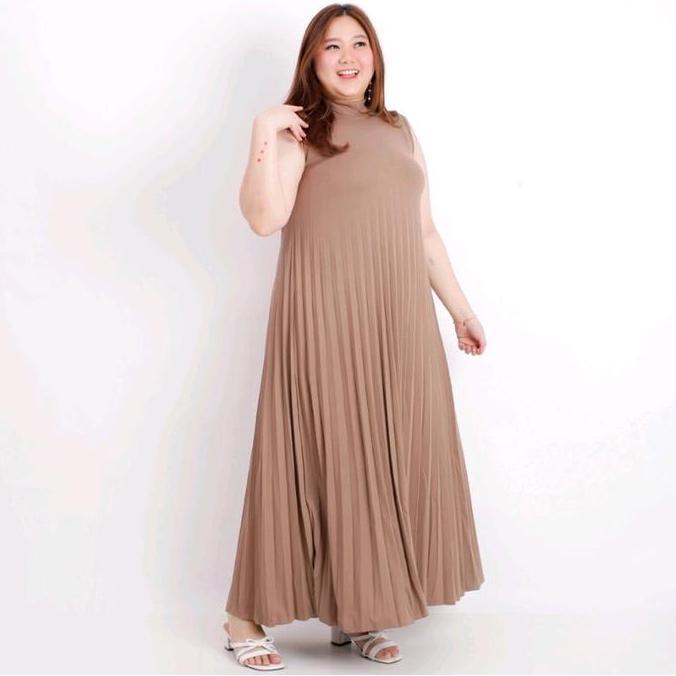 (278) Gamis Plisket Hyget Super Premium Big Size Melar Sampe Ld 120