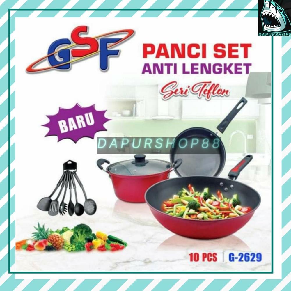 PANCI SET GSF G-2629 / PANCI SET SPATULA GSF 2629 / PANCI SET SERI TEFLON SPATULA 10PCS GSF 2629 / P