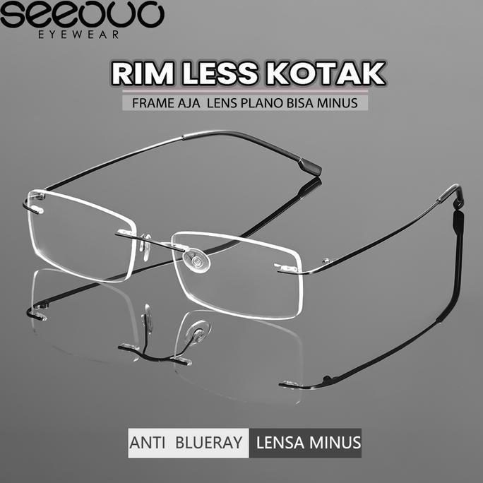 FAMANIFAMS - SEEOUO FRAME KACAMATA PLANO LENS FASHION GLASSES UNISEX BISA MINUS ANTIRADIASI BLUERAY 