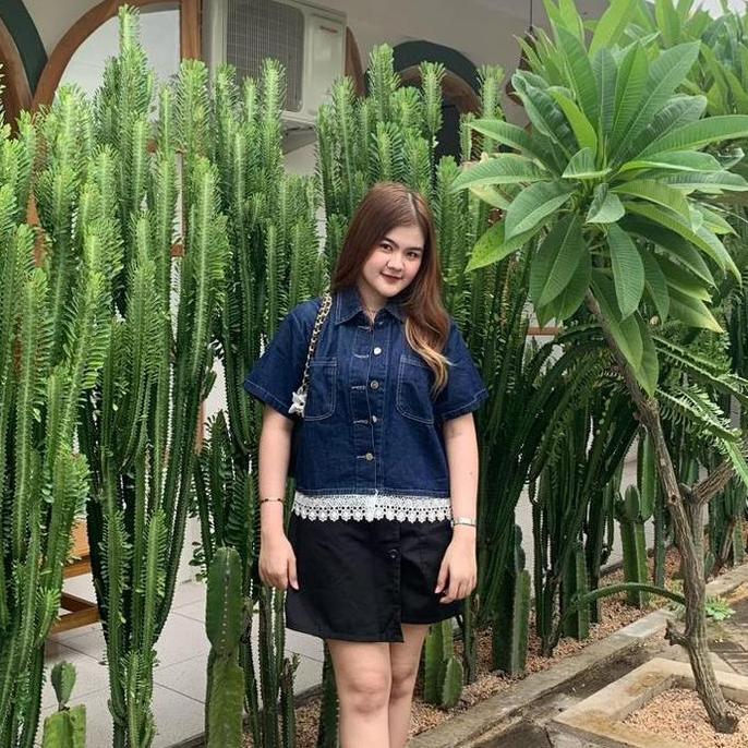 Willply Rafael | Selina Kemeja Crop Denim Wanita Lengan Pendek Crop Shirt Denim Korean Crop Shirt De