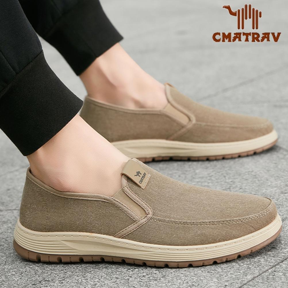 CMATRAV Sepatu Olahraga Pria Slip-On Flat Casual Shoes Breathable untuk Running & Kerja Sneakers Spo