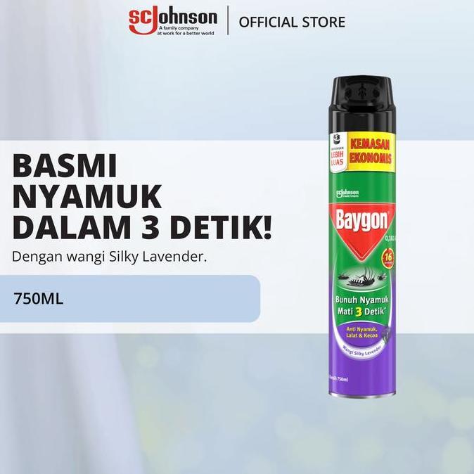 ARGIPRATAMASHOP - BAYGON AEROSOL - ANTI NYAMUK SEMPROT SILKY LAVENDER 75ML