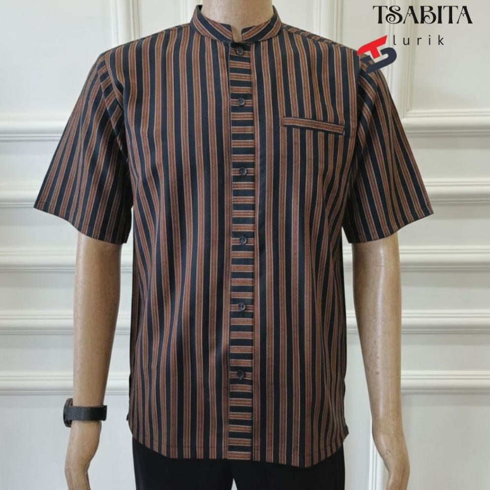 FREE ONGKIR TSABITA - KEMEJA LURIK KOKO PRIA LENGAN PENDEK BAJU LURIK ADAT JAWA SURJAN PREMIUM