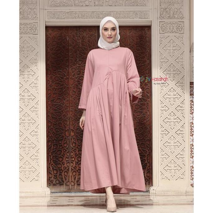 Murah JV Hasanah Faiza Rample Dress - Gamis Katun Rample Allsize Non COD