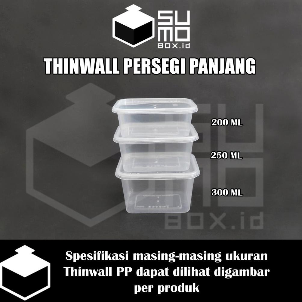 Hot Deals Thinwall Persegi Panjang 200Ml + Tutup / Wadah Plastik Box Dessert Kontainer 200 Ml [Ecera