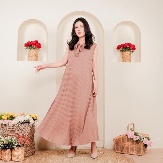 Murah RIFANYHIJAB Anjani Dres Plisket Hyget Wanita Casual Dress Non COD